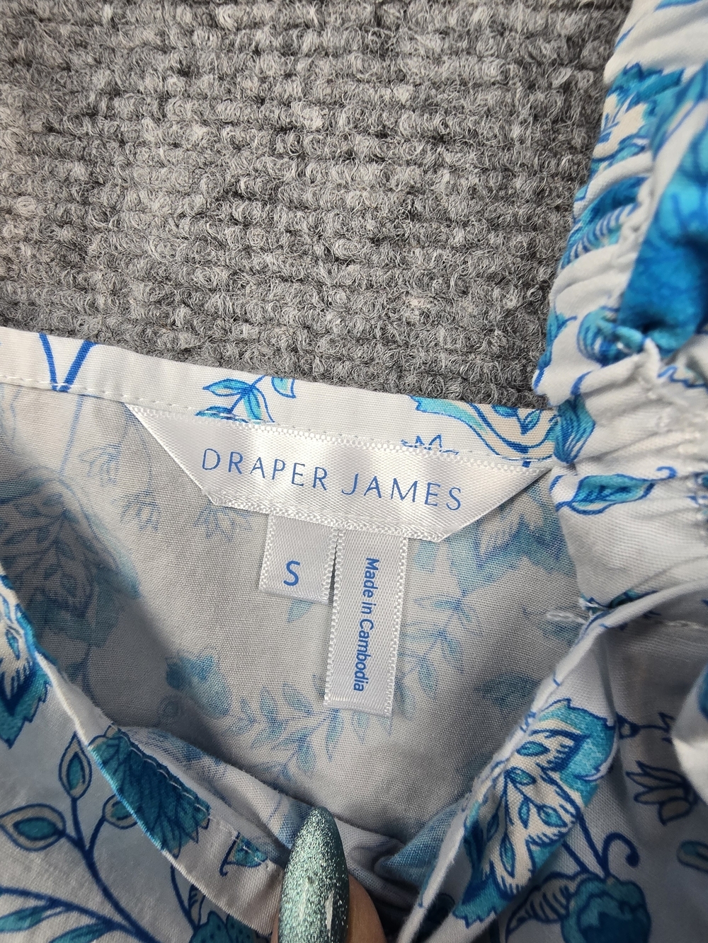 Draper James Blue White Floral Midi Dress Women's S Square Neck Ruffle Cottage - Picture 3 of 7